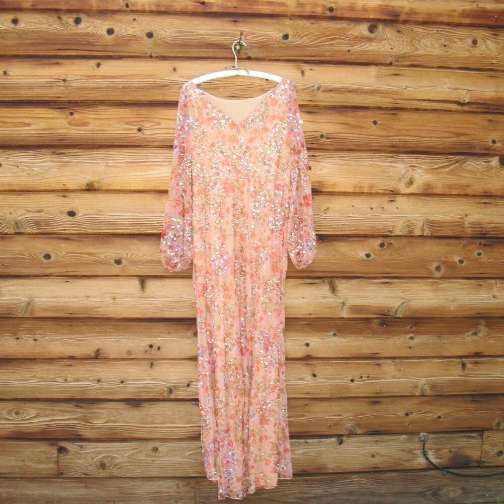 NWT Mac Duggal FLORAL PRINT SEQUINED PUFF SLEEVE GOWN 93547 - Picture 10 of 13